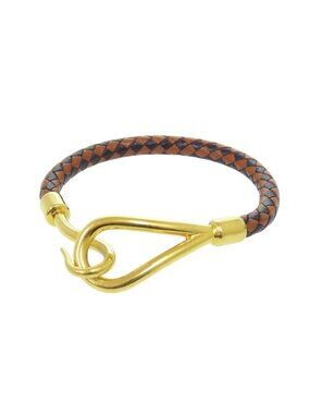 Hermes Jumbo Bracelet Leather Metal Brown Black